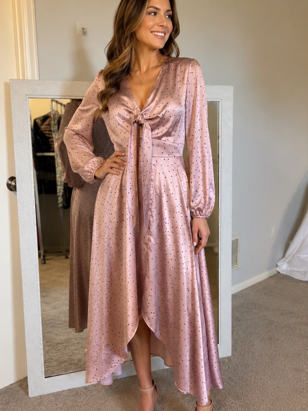 Simplee Blush Pink with Black Dots